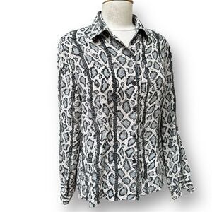 Silk Lore by Beth Terrell Women's Animal Print 100% Silk Blouse Size M